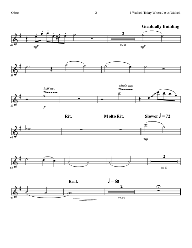 I Walked Today Where Jesus Walked (Choral Anthem SATB) Oboe (Lillenas Choral / Arr. Dave Williamson)