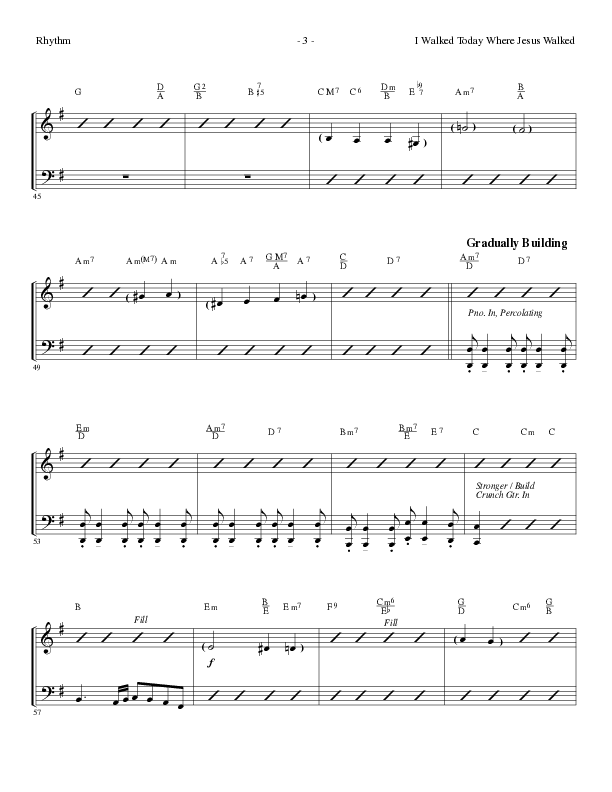 I Walked Today Where Jesus Walked (Choral Anthem SATB) Rhythm Chart (Lillenas Choral / Arr. Dave Williamson)