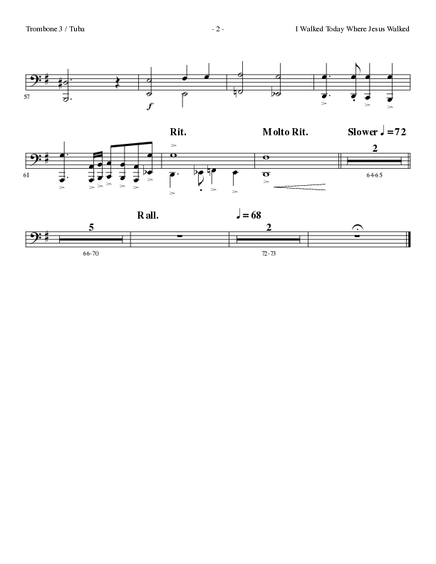 I Walked Today Where Jesus Walked (Choral Anthem SATB) Trombone 3/Tuba (Lillenas Choral / Arr. Dave Williamson)