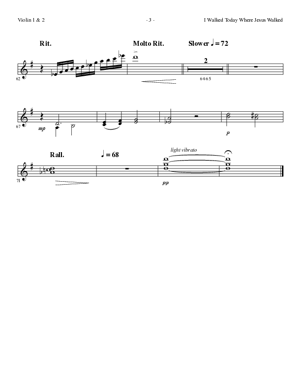 I Walked Today Where Jesus Walked (Choral Anthem SATB) Violin 1/2 (Lillenas Choral / Arr. Dave Williamson)