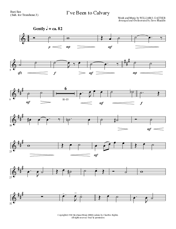 I’ve Been to Calvary (Choral Anthem SATB) Bari Sax (Lillenas Choral / Arr. Steve Mauldin)
