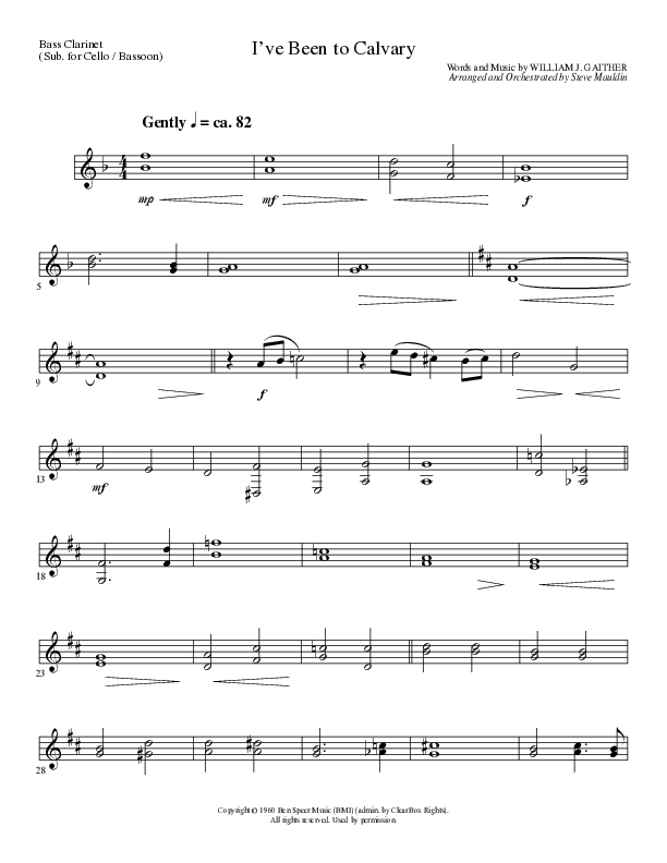 I’ve Been to Calvary (Choral Anthem SATB) Bass Clarinet (Lillenas Choral / Arr. Steve Mauldin)