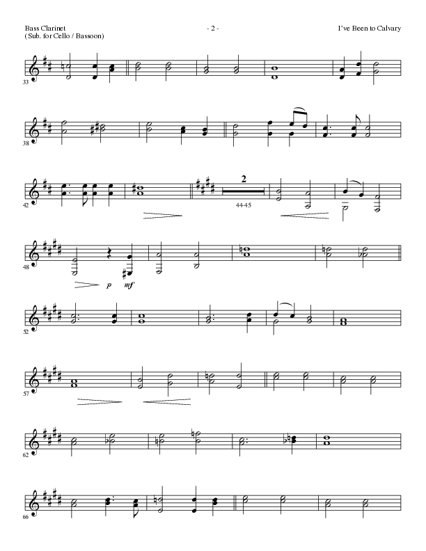 I’ve Been to Calvary (Choral Anthem SATB) Bass Clarinet (Lillenas Choral / Arr. Steve Mauldin)
