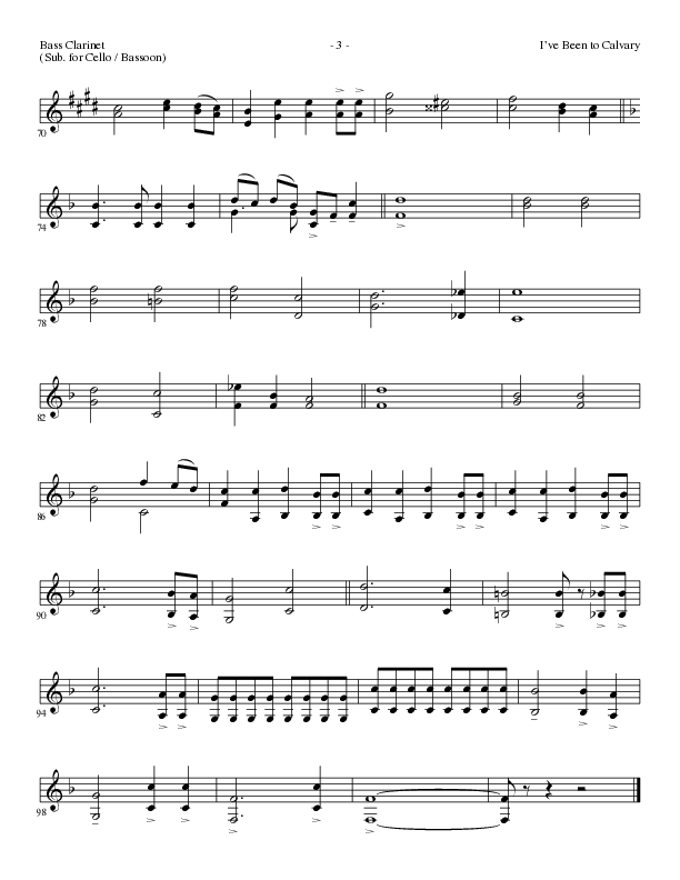 I’ve Been to Calvary (Choral Anthem SATB) Bass Clarinet (Lillenas Choral / Arr. Steve Mauldin)