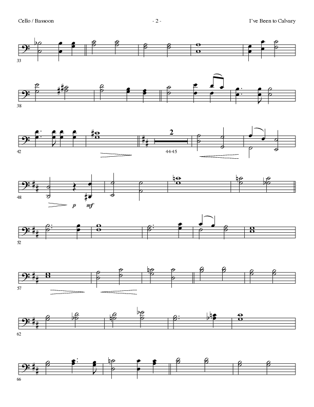 I’ve Been to Calvary (Choral Anthem SATB) Cello (Lillenas Choral / Arr. Steve Mauldin)