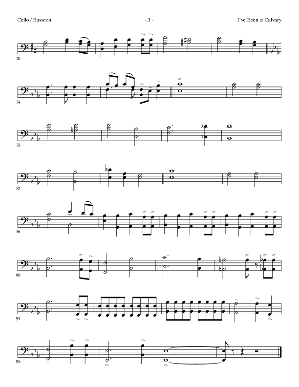I’ve Been to Calvary (Choral Anthem SATB) Cello (Lillenas Choral / Arr. Steve Mauldin)