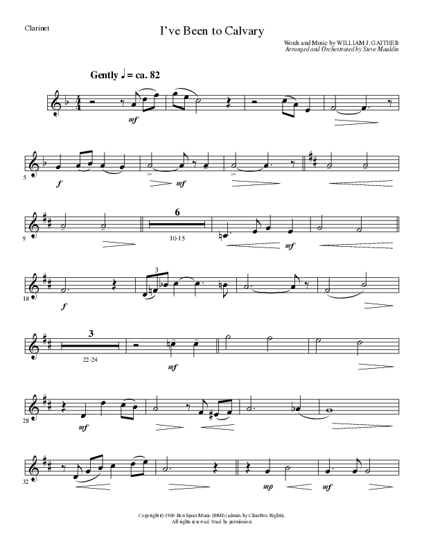 I’ve Been to Calvary (Choral Anthem SATB) Clarinet (Lillenas Choral / Arr. Steve Mauldin)
