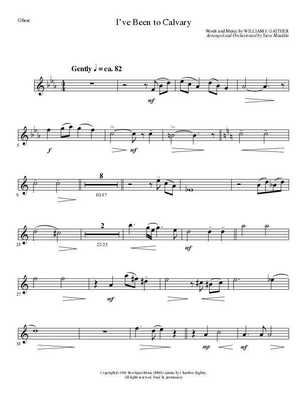 I’ve Been to Calvary (Choral Anthem SATB) Oboe (Lillenas Choral / Arr. Steve Mauldin)