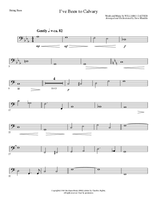 I’ve Been to Calvary (Choral Anthem SATB) String Bass (Lillenas Choral / Arr. Steve Mauldin)