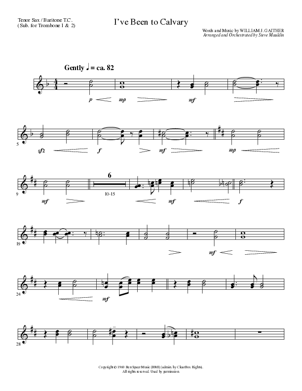 I’ve Been to Calvary (Choral Anthem SATB) Tenor Sax/Baritone T.C. (Lillenas Choral / Arr. Steve Mauldin)