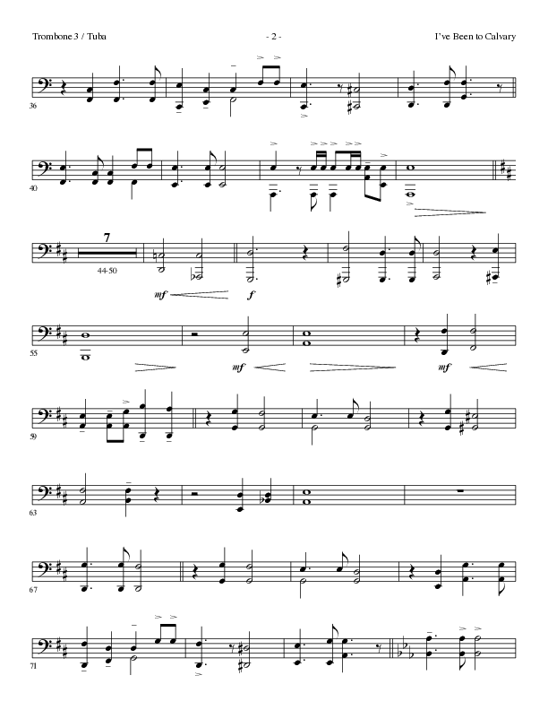 I’ve Been to Calvary (Choral Anthem SATB) Trombone 3/Tuba (Lillenas Choral / Arr. Steve Mauldin)