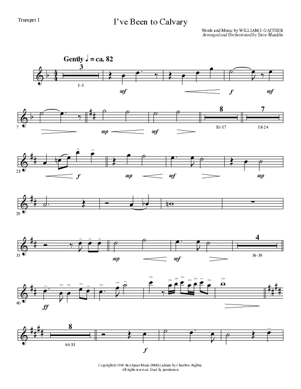 I’ve Been to Calvary (Choral Anthem SATB) Trumpet 1 (Lillenas Choral / Arr. Steve Mauldin)