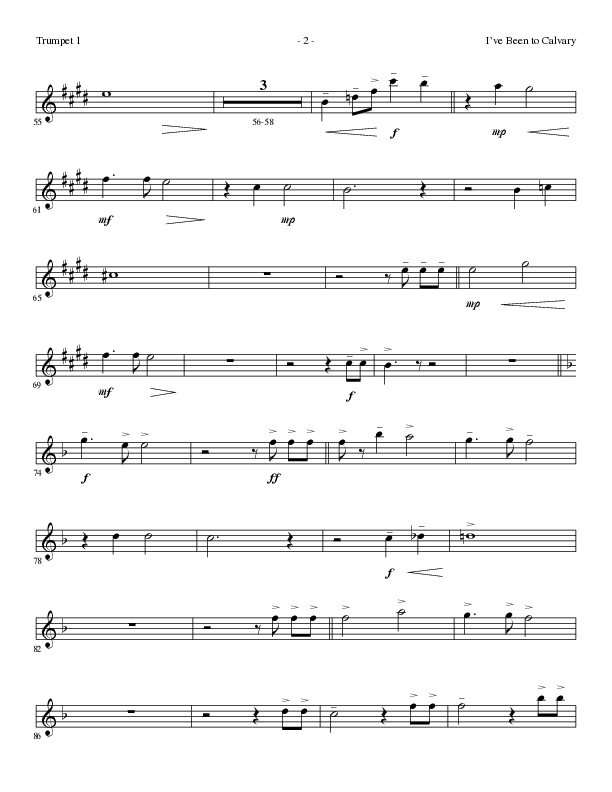 I’ve Been to Calvary (Choral Anthem SATB) Trumpet 1 (Lillenas Choral / Arr. Steve Mauldin)