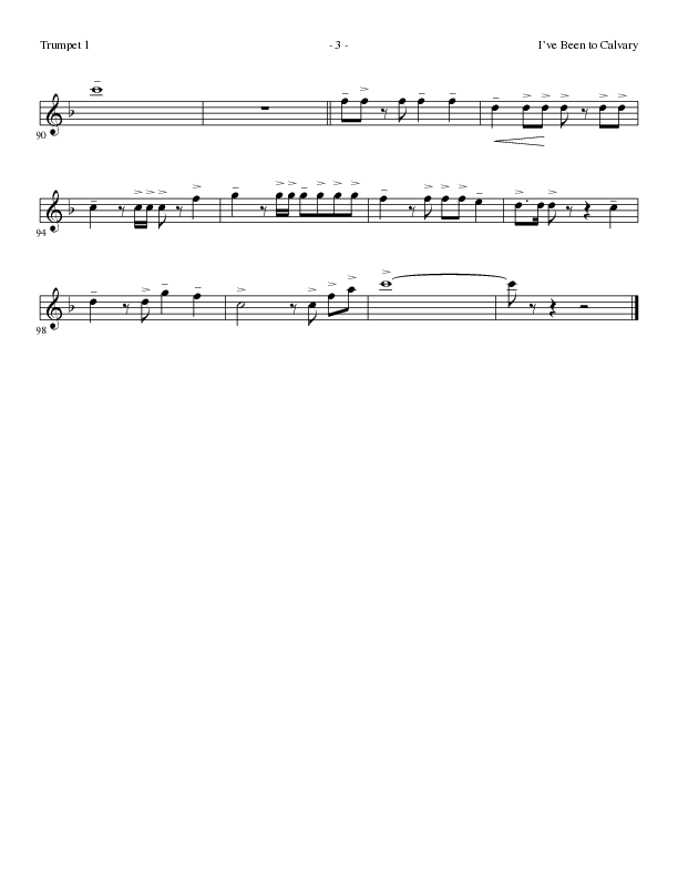 I’ve Been to Calvary (Choral Anthem SATB) Trumpet 1 (Lillenas Choral / Arr. Steve Mauldin)