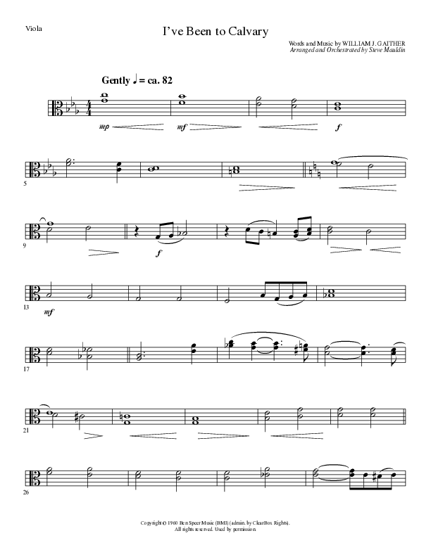I’ve Been to Calvary (Choral Anthem SATB) Viola (Lillenas Choral / Arr. Steve Mauldin)