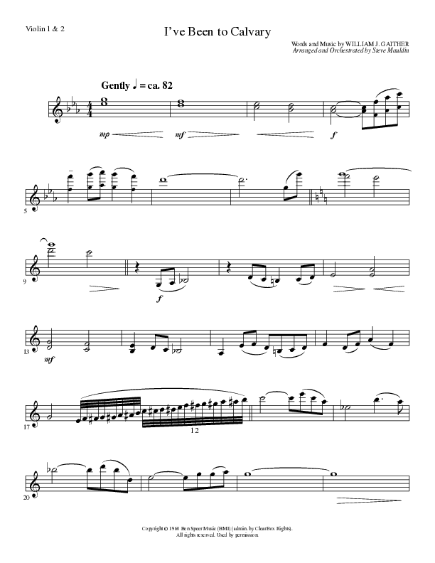 I’ve Been to Calvary (Choral Anthem SATB) Violin 1/2 (Lillenas Choral / Arr. Steve Mauldin)