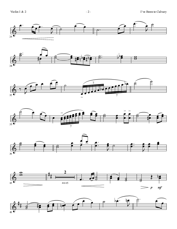 I’ve Been to Calvary (Choral Anthem SATB) Violin 1/2 (Lillenas Choral / Arr. Steve Mauldin)