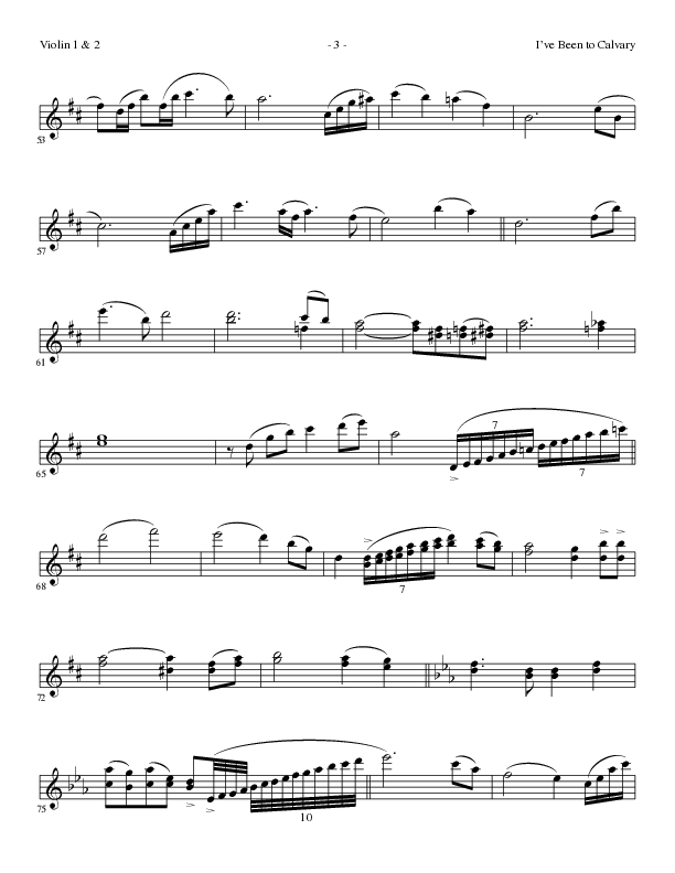 I’ve Been to Calvary (Choral Anthem SATB) Violin 1/2 (Lillenas Choral / Arr. Steve Mauldin)