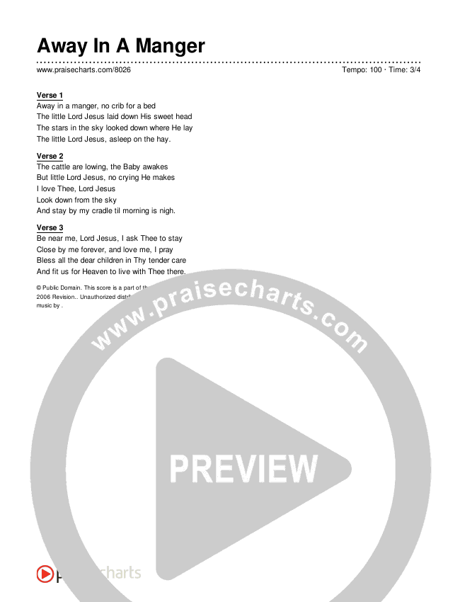 Away In A Manger Lyrics (Traditional Hymn)