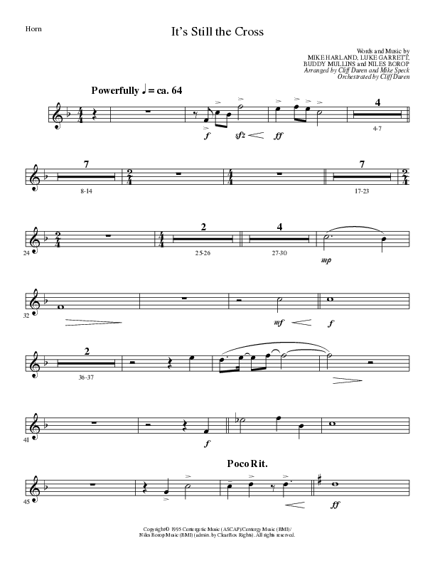 It’s Still The Cross (Choral Anthem SATB) French Horn (Lillenas Choral / Arr. Cliff Duren / Arr. Mike Speck)
