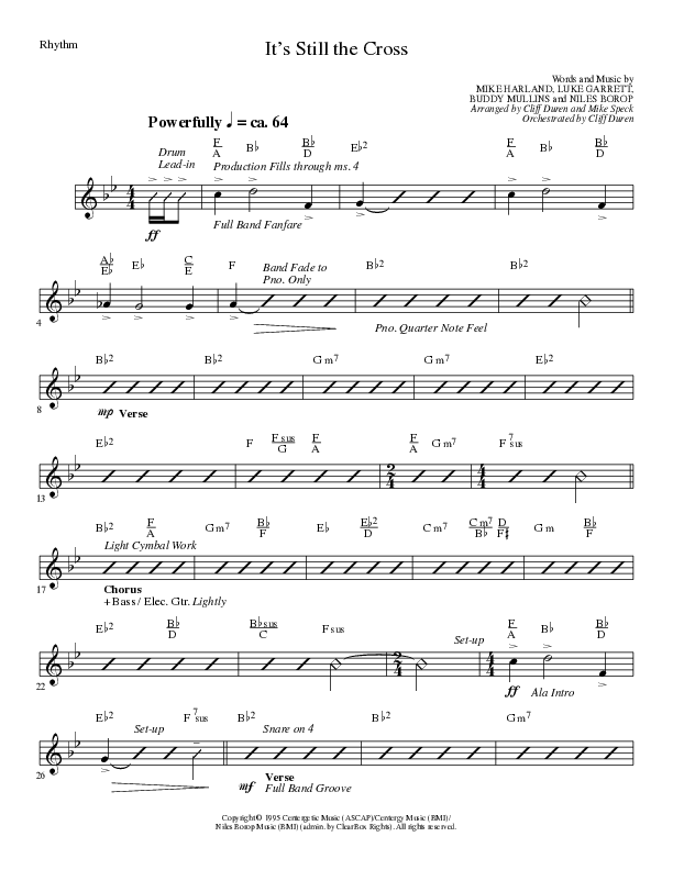 It’s Still The Cross (Choral Anthem SATB) Rhythm Chart (Lillenas Choral / Arr. Cliff Duren / Arr. Mike Speck)