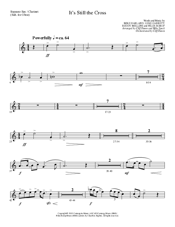 It’s Still The Cross (Choral Anthem SATB) Soprano Sax (Lillenas Choral / Arr. Cliff Duren / Arr. Mike Speck)
