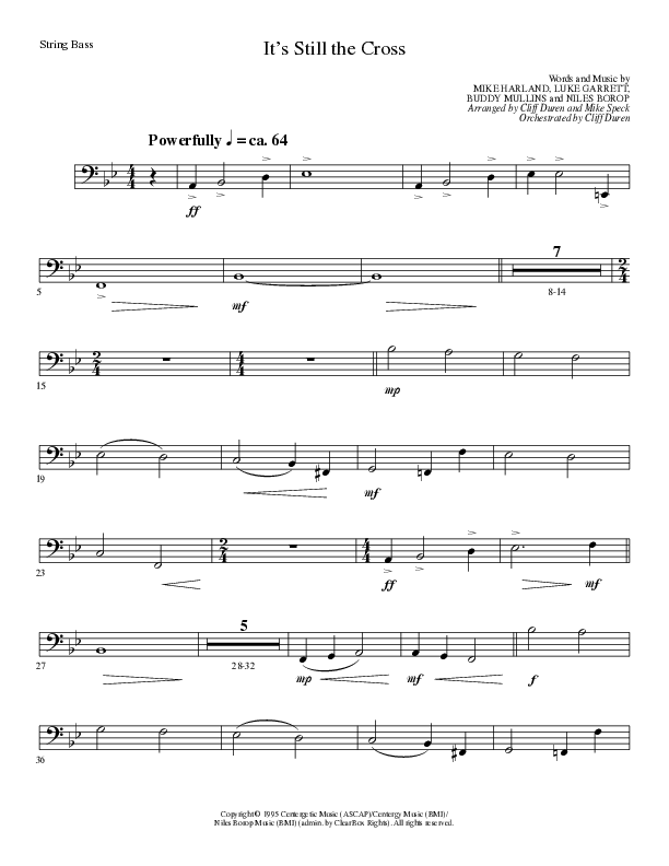 It’s Still The Cross (Choral Anthem SATB) String Bass (Lillenas Choral / Arr. Cliff Duren / Arr. Mike Speck)