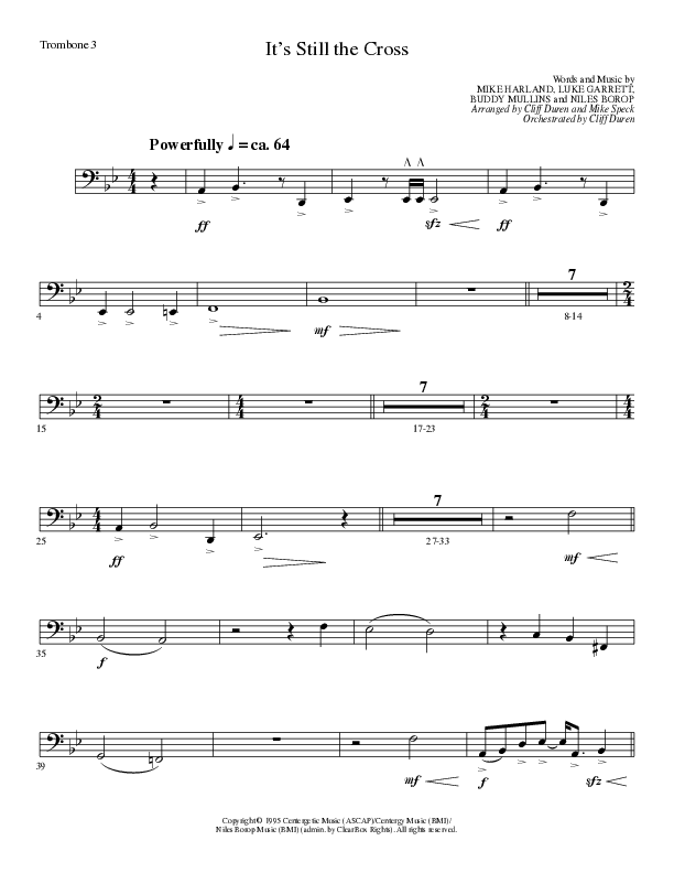 It’s Still The Cross (Choral Anthem SATB) Trombone 3 (Lillenas Choral / Arr. Cliff Duren / Arr. Mike Speck)