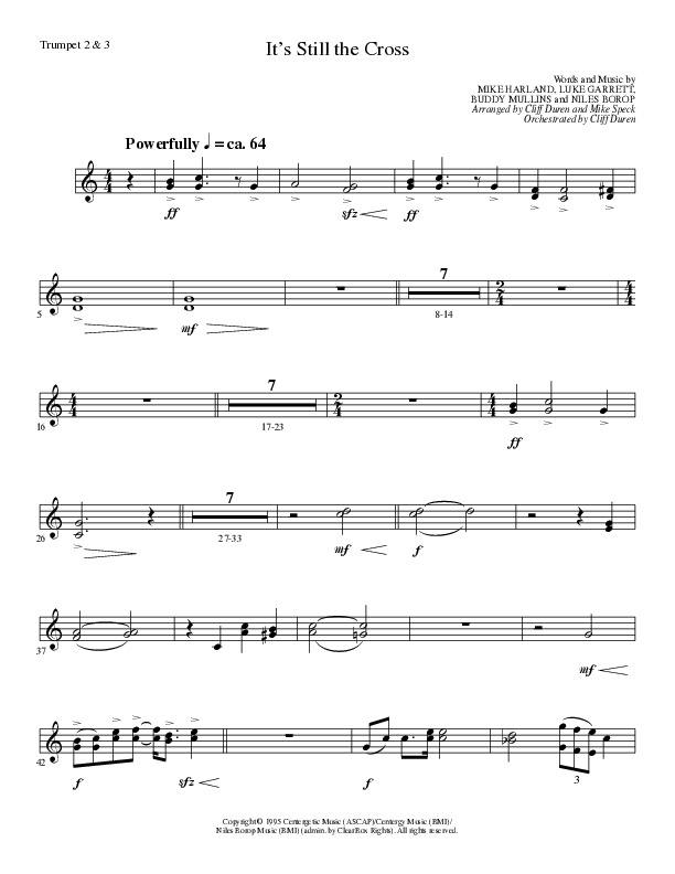 It’s Still The Cross (Choral Anthem SATB) Trumpet 2/3 (Lillenas Choral / Arr. Cliff Duren / Arr. Mike Speck)