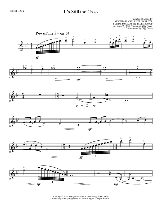 It’s Still The Cross (Choral Anthem SATB) Violin 1/2 (Lillenas Choral / Arr. Cliff Duren / Arr. Mike Speck)
