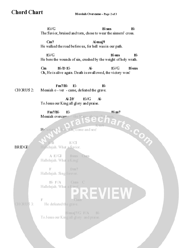 Messiah Overcame (Choral Anthem SATB) Chord Chart (Word Music Choral / Arr. David Wise / Orch. David Shipps)