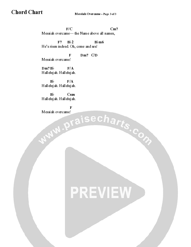 Messiah Overcame (Choral Anthem SATB) Chord Chart (Word Music Choral / Arr. David Wise / Orch. David Shipps)