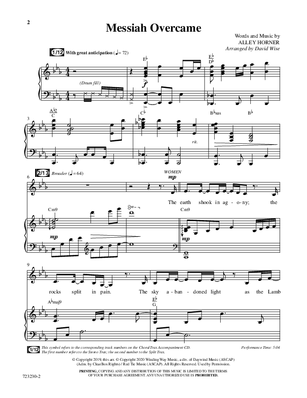 Messiah Overcame (Choral Anthem SATB) Anthem (SATB/Piano) (Word Music Choral / Arr. David Wise / Orch. David Shipps)