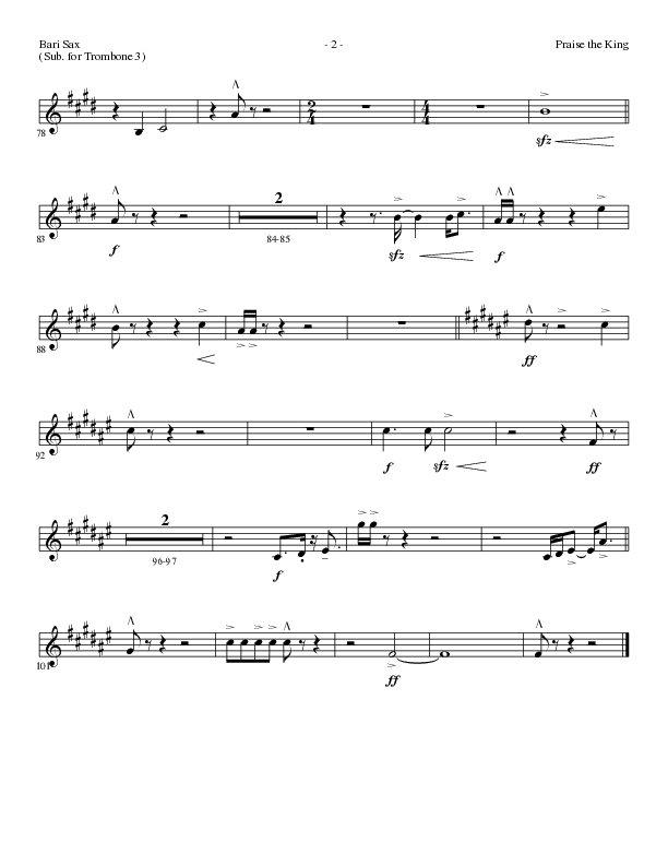 Praise The King (Choral Anthem SATB) Bari Sax (Lillenas Choral / Arr. Nick Robertson)