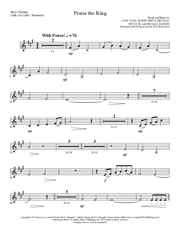 Praise The King (Choral Anthem SATB) Bass Clarinet (Lillenas Choral / Arr. Nick Robertson)