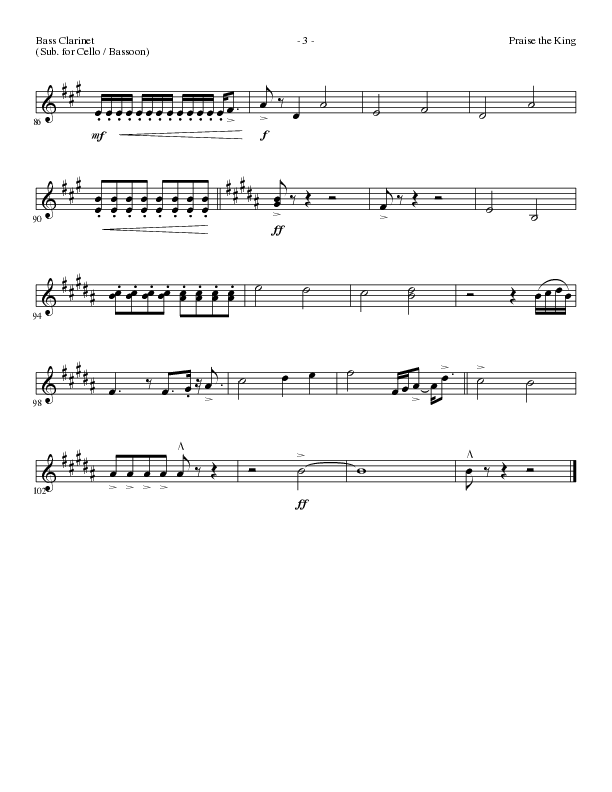 Praise The King (Choral Anthem SATB) Bass Clarinet (Lillenas Choral / Arr. Nick Robertson)