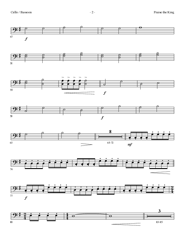 Praise The King (Choral Anthem SATB) Cello (Lillenas Choral / Arr. Nick Robertson)