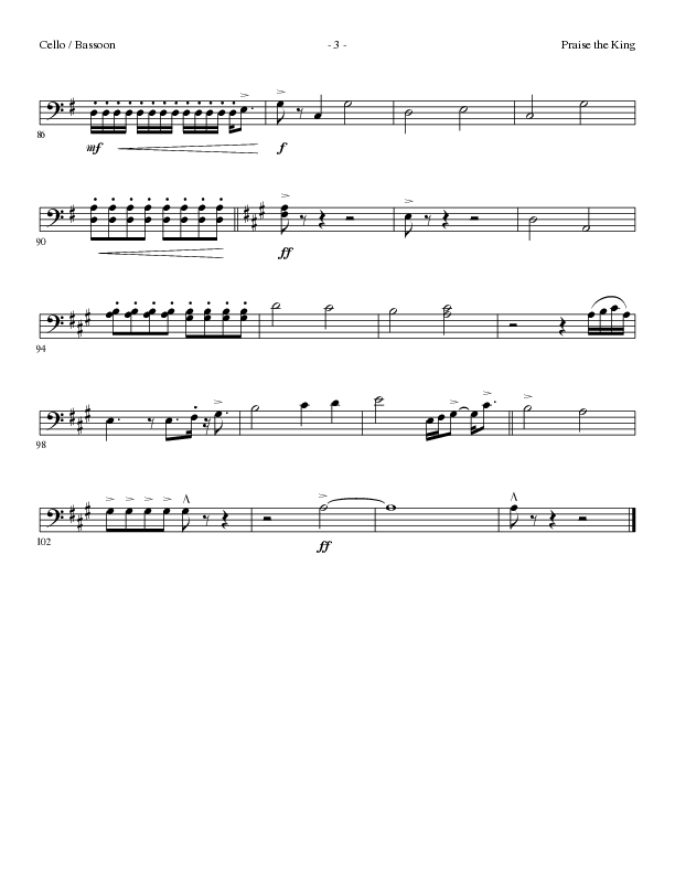 Praise The King (Choral Anthem SATB) Cello (Lillenas Choral / Arr. Nick Robertson)