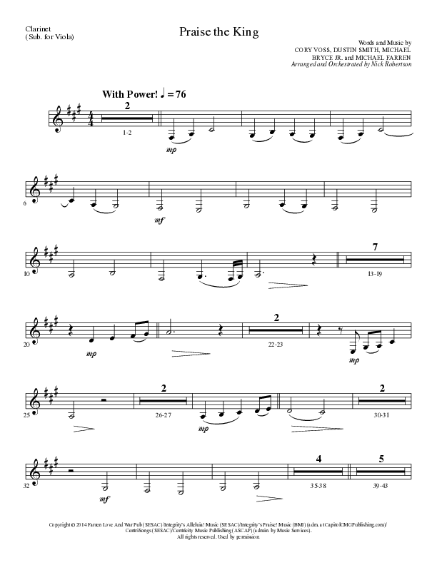 Praise The King (Choral Anthem SATB) Clarinet (Lillenas Choral / Arr. Nick Robertson)