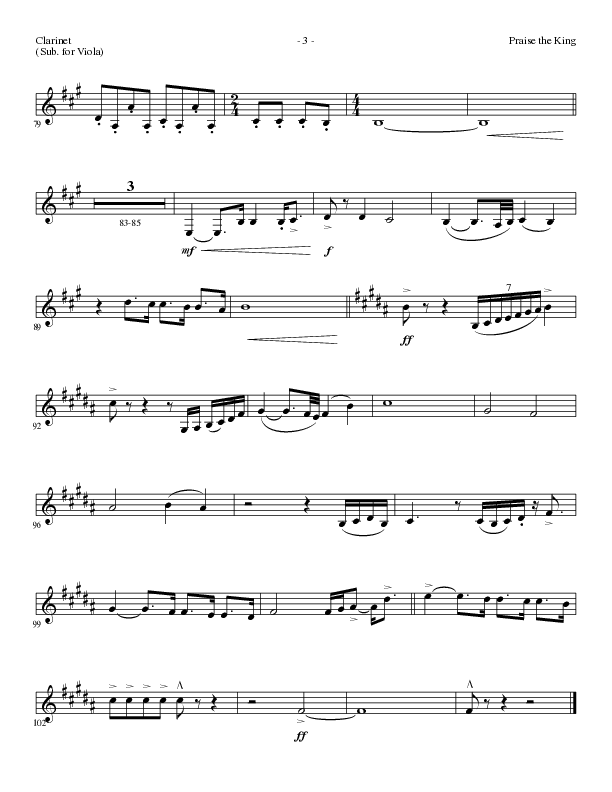 Praise The King (Choral Anthem SATB) Clarinet (Lillenas Choral / Arr. Nick Robertson)