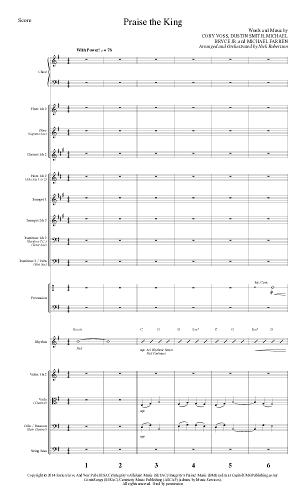 Praise The King (Choral Anthem SATB) Orchestration (Lillenas Choral / Arr. Nick Robertson)