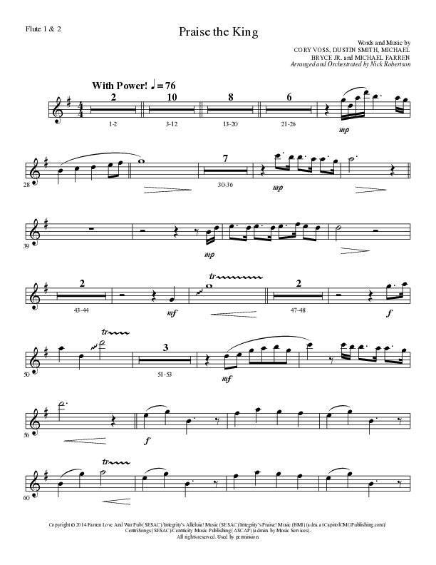 Praise The King (Choral Anthem SATB) Flute 1/2 (Lillenas Choral / Arr. Nick Robertson)