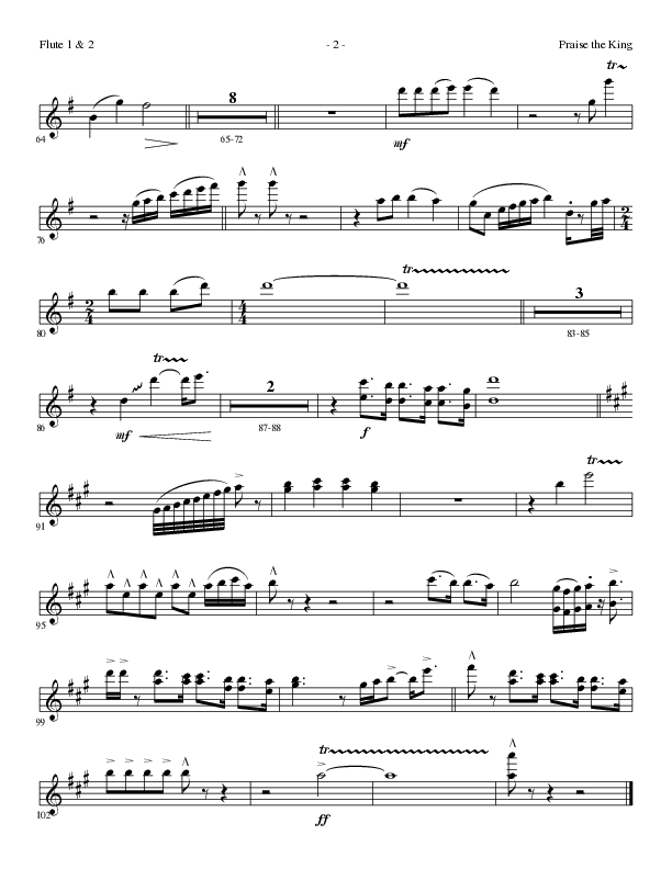 Praise The King (Choral Anthem SATB) Flute 1/2 (Lillenas Choral / Arr. Nick Robertson)