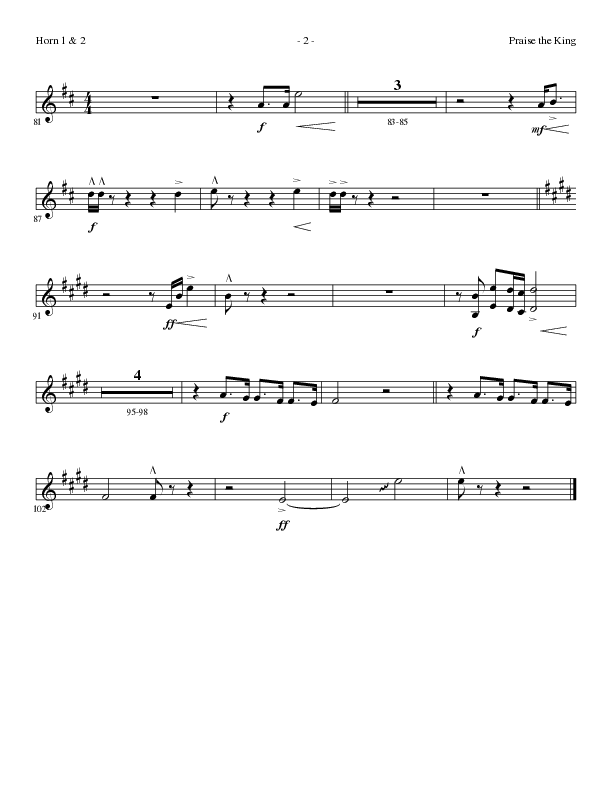Praise The King (Choral Anthem SATB) French Horn 1/2 (Lillenas Choral / Arr. Nick Robertson)