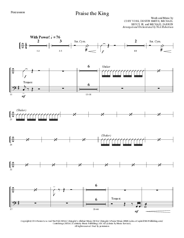 Praise The King (Choral Anthem SATB) Percussion (Lillenas Choral / Arr. Nick Robertson)