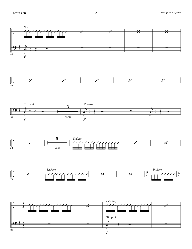 Praise The King (Choral Anthem SATB) Percussion (Lillenas Choral / Arr. Nick Robertson)