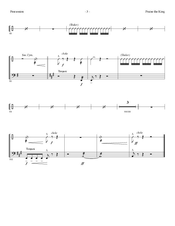 Praise The King (Choral Anthem SATB) Percussion (Lillenas Choral / Arr. Nick Robertson)