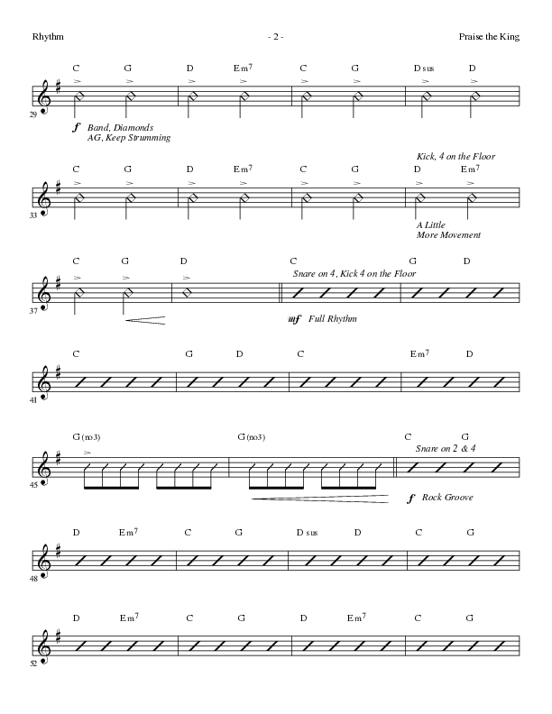 Praise The King (Choral Anthem SATB) Rhythm Chart (Lillenas Choral / Arr. Nick Robertson)