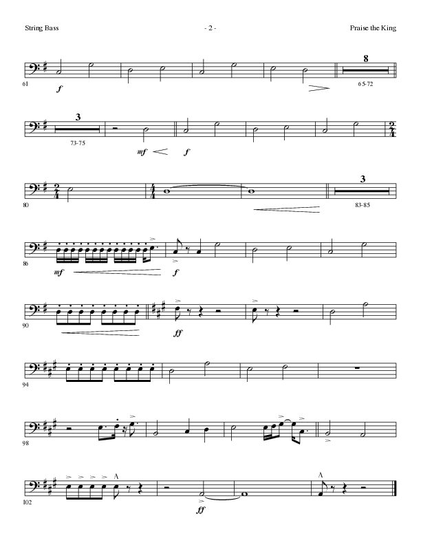 Praise The King (Choral Anthem SATB) String Bass (Lillenas Choral / Arr. Nick Robertson)