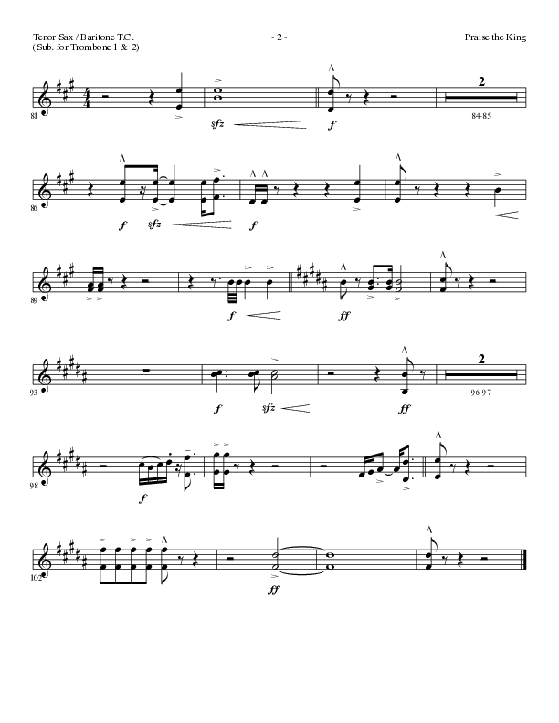Praise The King (Choral Anthem SATB) Tenor Sax/Baritone T.C. (Lillenas Choral / Arr. Nick Robertson)